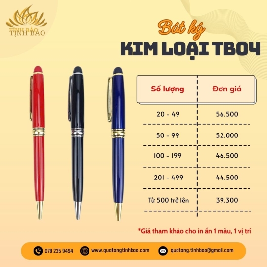 Bút Ký Kim Loại Khắc Logo Công Ty TB04