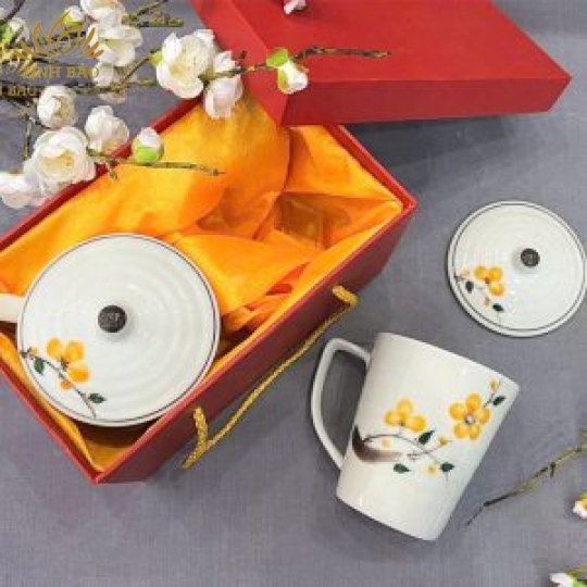 Bộ 2 Ly Sứ Vẽ Tay Bát Tràng